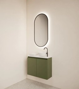 Gliss Design Echo toiletmeubel 60cm olijfgroen met toppaneel wit mat