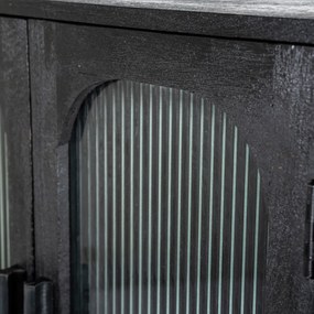 By-Boo Eden Zwarte Kast Met Ribbelglas - 75x35x160cm.