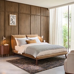 Fluwelen 2-persoons bed, Aurore, ontwerp Emmanuel Gallina