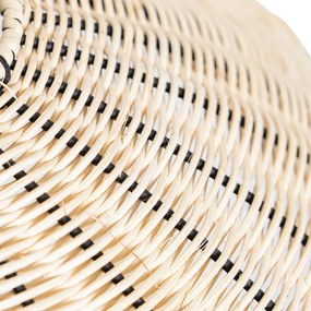 Oosterse hang en plafondlamp zwart met rotan - Treccia Pua