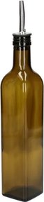 Olie/azijnfles, olijfgroen glas, vierkant, 500 ml