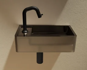 Riho Frosted fontein solid surface met kraangat links frosted umber