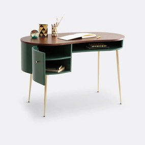 vintage bureau met laagje notelaar, Topim