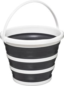 5Five Opvouwbare Emmer 10 L - Wit / Grijs - Ruimtebesparend - Kunststof