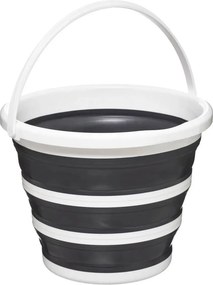 5Five Opvouwbare Emmer - 10 Liter - Wit/Grijs - Kunststof