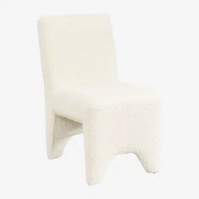 Set Van 4 Eetkamerstoelen In Hout En Boucléstof Kamez Bouclé Blanco - Sklum