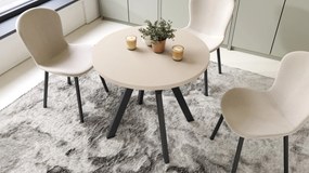 ALMO 80 Beige (Champagne) / zwarte poten – ronde tafel met Y-poten, loft/industrieel voor keuken, woonkamer en eetkamer
