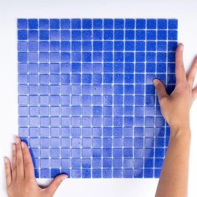 The Mosaic Factory Amsterdam mozaïektegel - 32.2x32.2cm - wand en vloertegel - Vierkant - Glas Dark Blue Mat GM12
