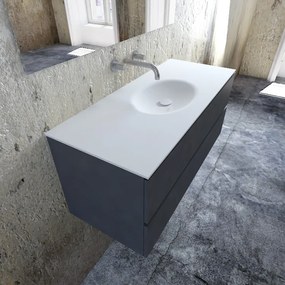 Zaro Sevilla Solid Surface badmeubel 120cm mat antraciet zonder kraangat spoelbak midden