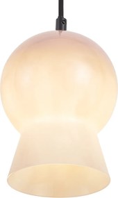 Retro hanglamp zwart met beige glas voor railsysteem 1-fase - Iconic Bell