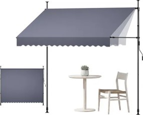 VEVOR Klemzonnescherm 300 cm, in hoogte verstelbaar zonnescherm met handslinger, terraszonnescherm met UPF 80+ zonbescherming, zonnescherm, balkonzonnescherm, ideaal voor terras, balkon en tuin, donkergrijs