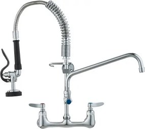 VEVOR Commerciële Kraan met Voorspoeldouche, Keukenkraan 53 cm Hoogte, 30,5 cm Draaibare Uitloop, Wandgemonteerde Keukenkraan, Messing Unit met Uittrekbare Douche, voor 1/2/3-Cubicle Wastafel