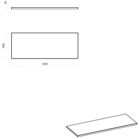 Comad Capri Oak 892 wastafel toppaneel 121x46cm eiken