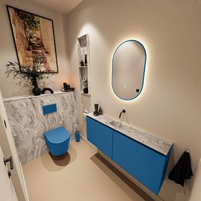 Mondiaz Ture DLux toiletmeubel 120cm jeans met wastafel glace midden zonder kraangat