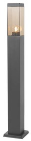 Smart buitenlamp met dimmer paal antraciet met smoke 80 cm incl. Wifi P45 - Malios E27 IP44 Buitenverlichting