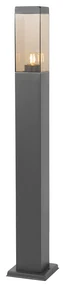 Smart buitenlamp met dimmer paal antraciet met smoke 80 cm incl. Wifi P45 - Malios E27 IP44 Buitenverlichting