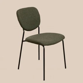Stapelbare Eetkamerstoelen Set Van 2, Bekleed Met Taris Stof Leger Groen - Sklum