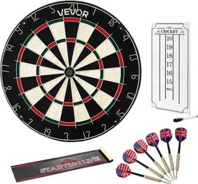 VEVOR Dartbord met 6 darts en scoreteller, zelfherstellend sisalvezel dartbord met nietjesvrije bullseye en draaibare cijferring, voor feesten en thuisspeelkamers