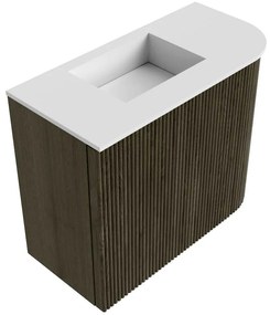 Mondiaz Joya 50cm toiletmeubel ronding rechts shadow met wastafel faye links 1 kraangat talc