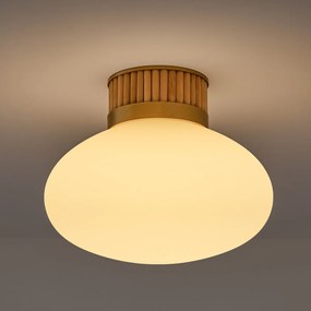 Plafondlamp in messing, bamboe en opaline glas, Dolce