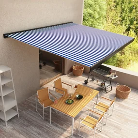 vidaXL Luifel gemotoriseerd 350x250 cm blauw en wit