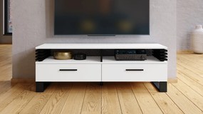 GOKEE RTV-145 Wit Mat/Zwart Mat - MODERNE KAST VOOR ONDER DE TELEVISIE MET LAMELLEN