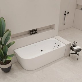 Saniclear Lilla bubbelbad 180x80cm rechts wit mat elektronisch 6 hydro en 12 aerojets zwart