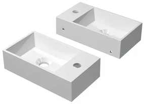 INK Contra Fontein - 40x22x10cm - wasbak links - 1 kraangat - polystone wit glans 3403040