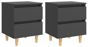 vidaXL Nachtkastjes 2 st met grenenhouten poten 40x35x50 cm grijs