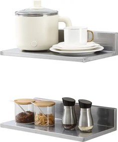 VEVOR kruidenrek wandplank 2-delig, hangende keukenplank 406 x 218 x 85 mm, zwevende plank roestvrij staal draagvermogen 20 kg, plank wandplank kruidenrek geschikt voor keukens, restaurants, hotels, etc.