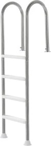 VEVOR zwembadladder, 4-trede trap met dubbele leuning, roestvrijstalen zwembadinstap, draagvermogen van 120 kg, voor 137 cm inbouwzwembaden met gemonteerd dekbord binnen en buiten
