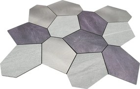 Zelfklevende Mozaïektegels Metaal | Polygoon Grijs | 30×26,2 cm | Keuken, Bad &amp; WC