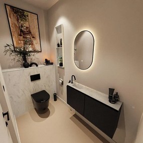 MONDIAZ TURE-DLUX 100cm toiletmeubel Urban. EDEN wastafel Opalo positie links. Met 1 kraangat. TUREDX100URBL1OPA