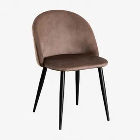 Set Van 4 Eetkamerstoelen Bekleed Met Kana Fluweel Bruin - Army & Zwart - Sklum