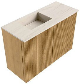Mondiaz Joya DLux 60cm toiletmeubel oak met wastafel faye links 1 kraangat meli
