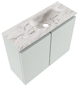 Mondiaz Ture DLux toiletmeubel 60cm greey met wastafel glace rechts met kraangat