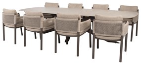 Prado Savanne dining tuinset 300x110xH75 cm 9 delig keramiek terre 4 Seasons Outdoor