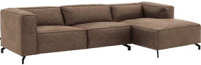 Goossens Bank Calvin bruin, micro leer, 3,5-zits, modern design