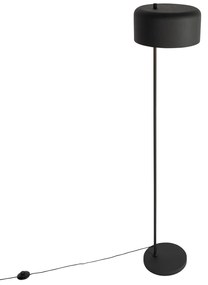 Retro vloerlamp zwart met gouden binnenkant - Jinte