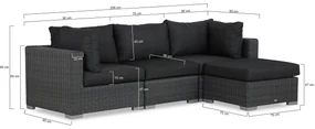 Chaise Loungeset Wicker Zwart 3 personen Garden Collections Toronto