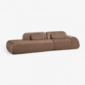 Modulaire Hoekbank Van 2 Delen Met Linker Divan In Vacuüm Verpakte Chenille Merida Chenille Karamelbruin - Sklum