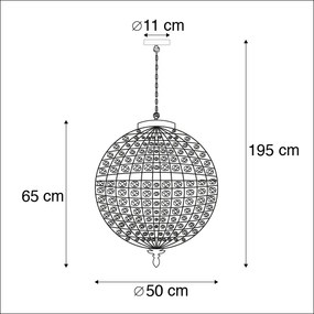Art Deco hanglamp kristal 50cm goud - Kasbah Art Deco, Klassiek / Antiek E27 bol / globe / rond Binnenverlichting Lamp