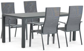 Tuinset 4 personen 180 cm Aluminium/textileen Grijs Hartman Sitges/Mateo