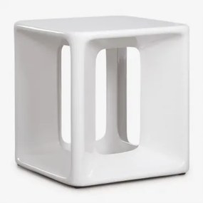 Vierkante Bijzettafel Voor Tuin 40x40 Cm Van Cement En Glasvezel Lilou Wit - Sklum