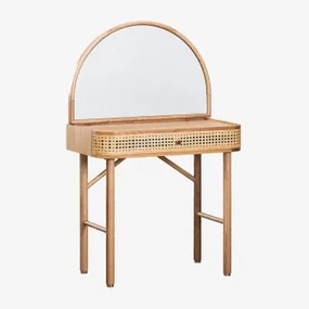 Edwina Eiken Fineer Kaptafel Met Spiegel Natuurlijk Hout - Sklum