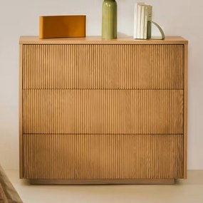 Kave Home Helvine Eiken Ladenkast Met Ribbels - 90x50x79cm.