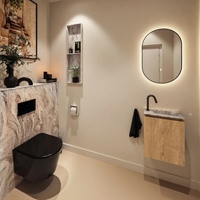 Mondiaz Ture DLux toiletmeubel 40cm washed oak met wastafel glace rechts met kraangat