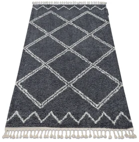 Tapijt BERBER ASILA B5970 grijskleuring / witrand ,  Barber , marokkaanse shaggy