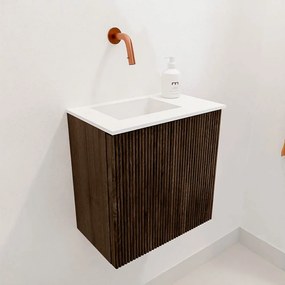 Mondiaz Joya 40cm toiletmeubel walnut met wastafel faye links zonder kraangat talc