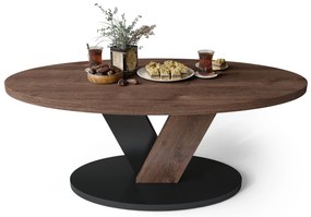 LOVA Eik Bruin/Zwart - OVALE SALONTAFEL 110x60 cm MODERNE KOFFIETAFEL
